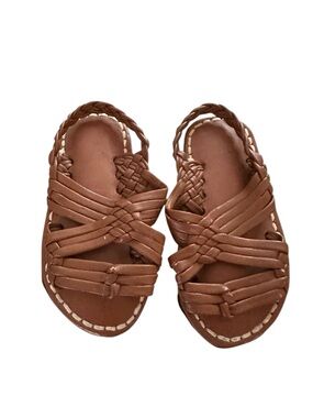 Brown Woven Leather Sandals